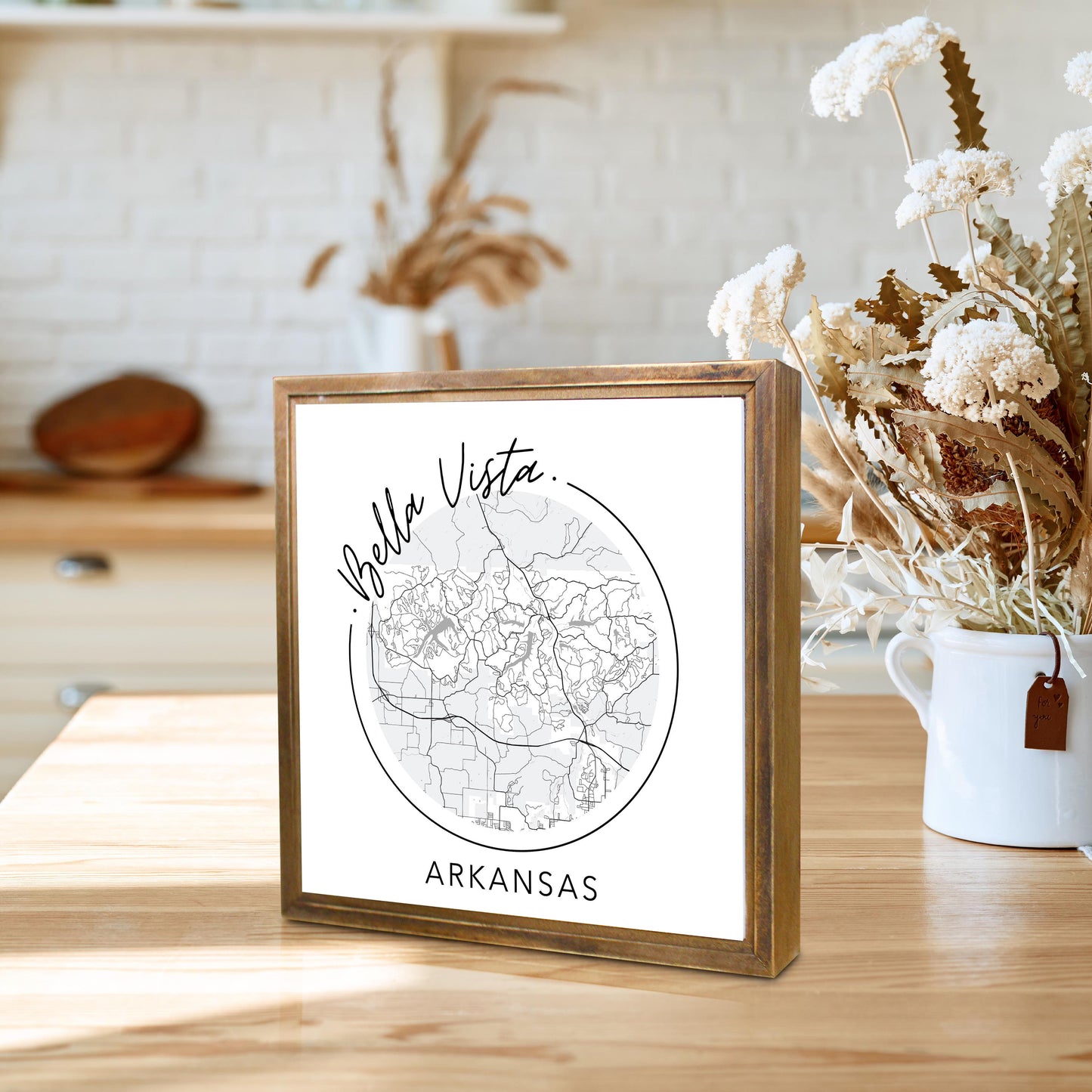 Minimalist B&W Arkansas Bella Vista Circle Map State | Wood Sign | Eaches | Min 1