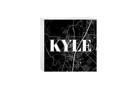 Minimalistic B&W Texas Kyle Map| Wood Block | Eaches | Min 4