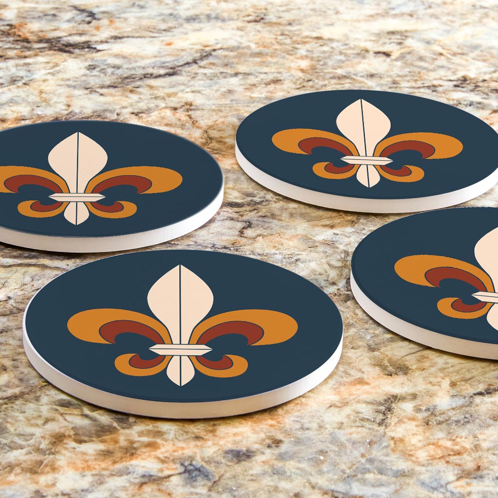 Modern Minimalist Louisiana Colorful Fleu De Lis | Absorbent Coasters | Set of 4 | Min 2
