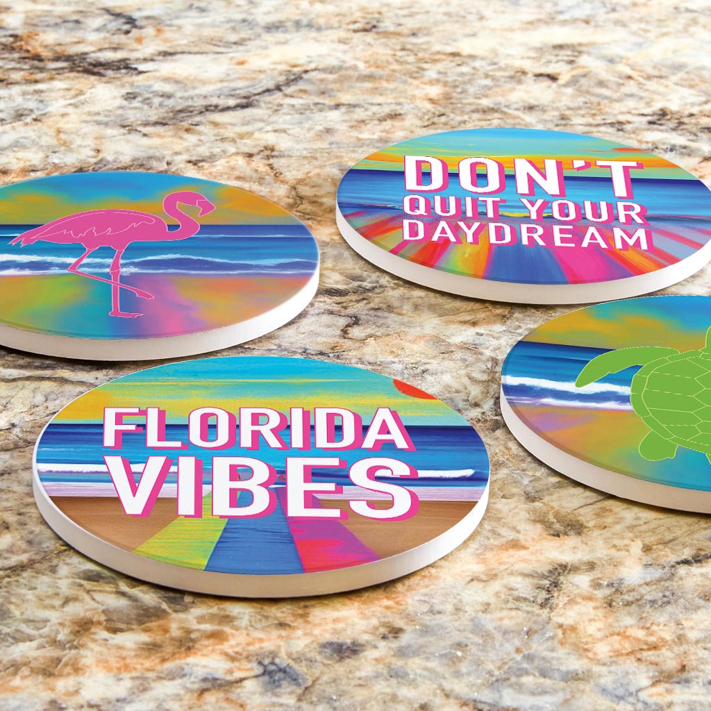 Bright Florida Beach | Absorbent Coasters | Set of 4 | Min 2