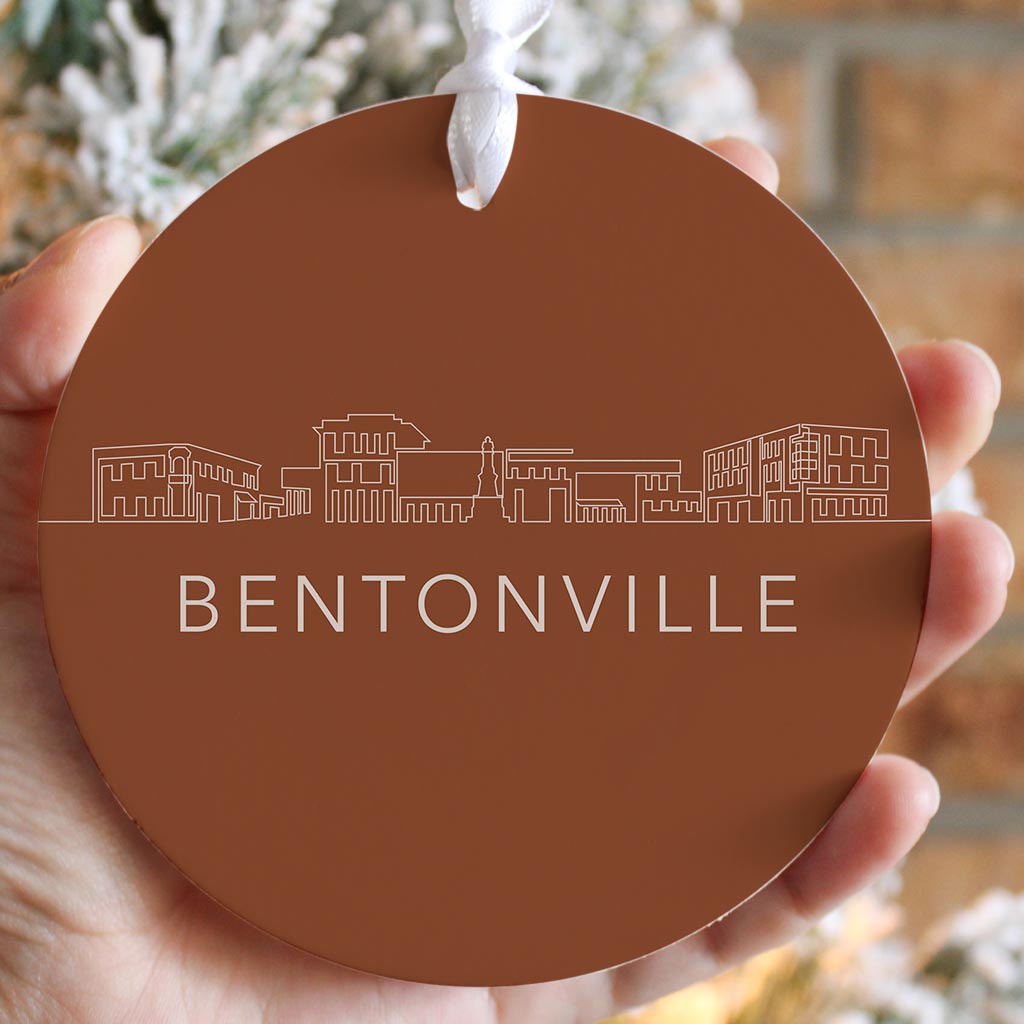 Modern Minimalist Arkansas Bentonville Skyline | Wood Ornament | Eaches | Min 6