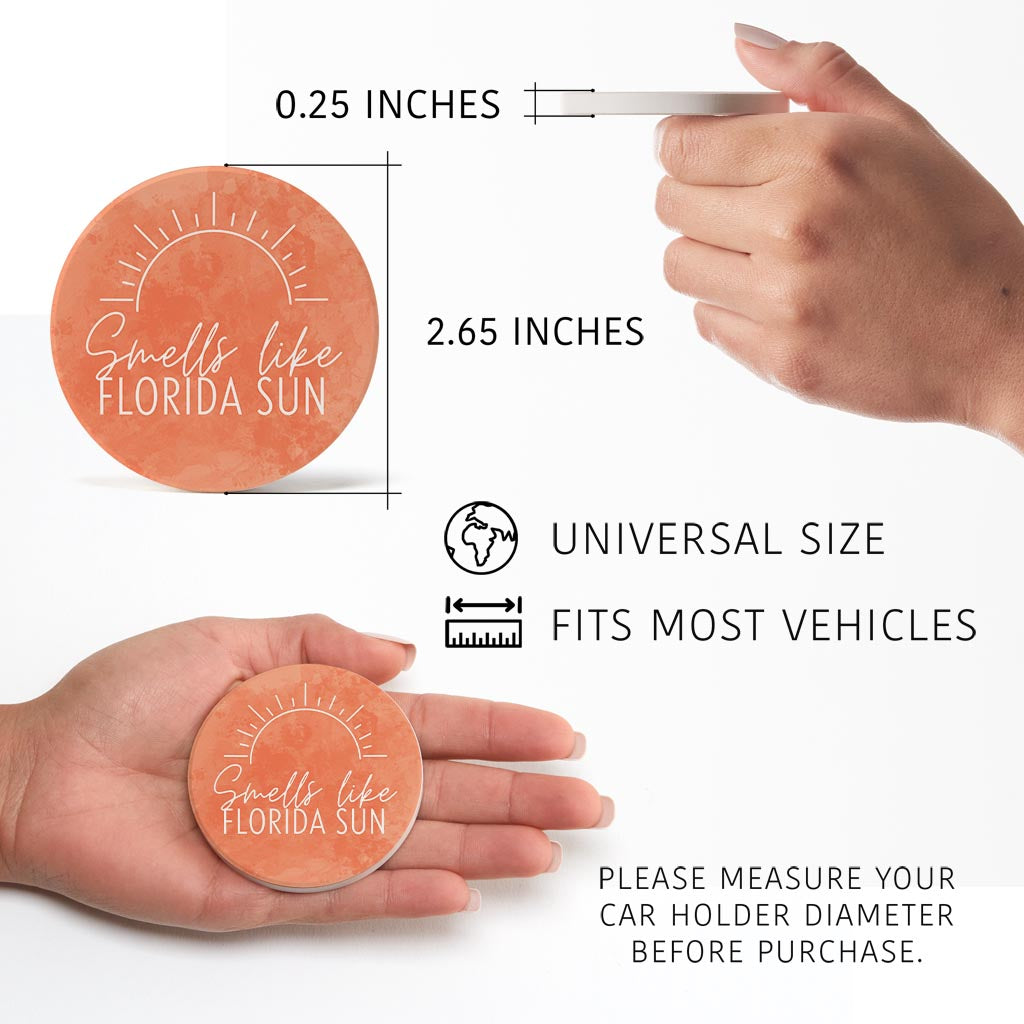 Smells Like Florida Sun Pink | Absorbent Car Coasters | Set of 2 | Min 4