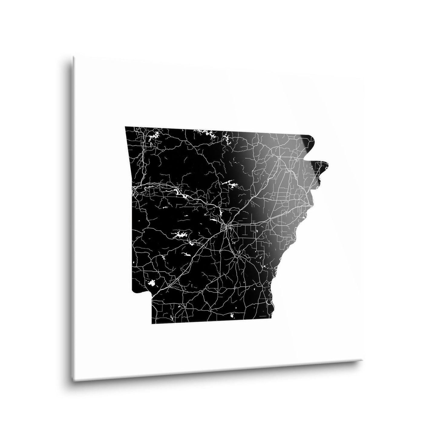 B&W Minimalist Arkansas Map | Hi-Def Glass Art | Eaches | Min 1