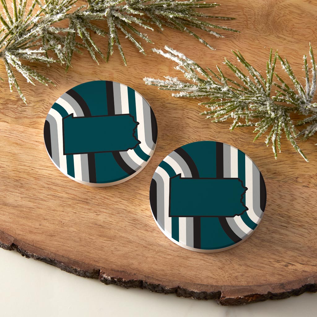 Modern Minimalist Pennsylvania Retro Shape | Absorbent Car Coasters | Set of 2 | Min 4