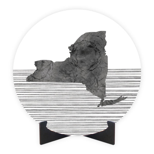 Minimalistic B&W New York Shape Straight Lines | Wood Sign | Eaches | Min 1