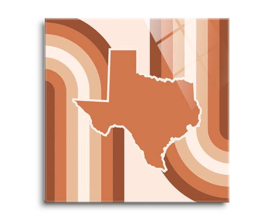 Modern Minimalist Texas State Shape Retro Lines | Hi-Def Glass Art | Eaches | Min 2