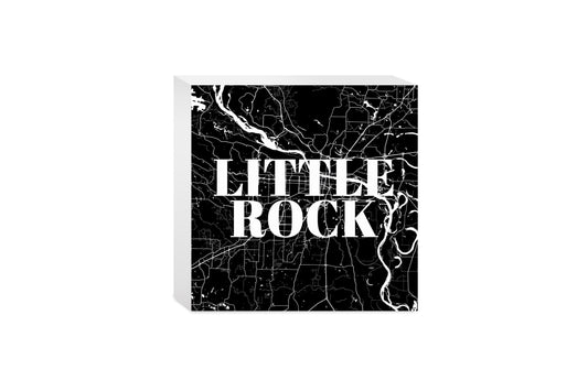 B&W Minimalist Arkansas Little Rock Map | Wood Block | Eaches | Min 4