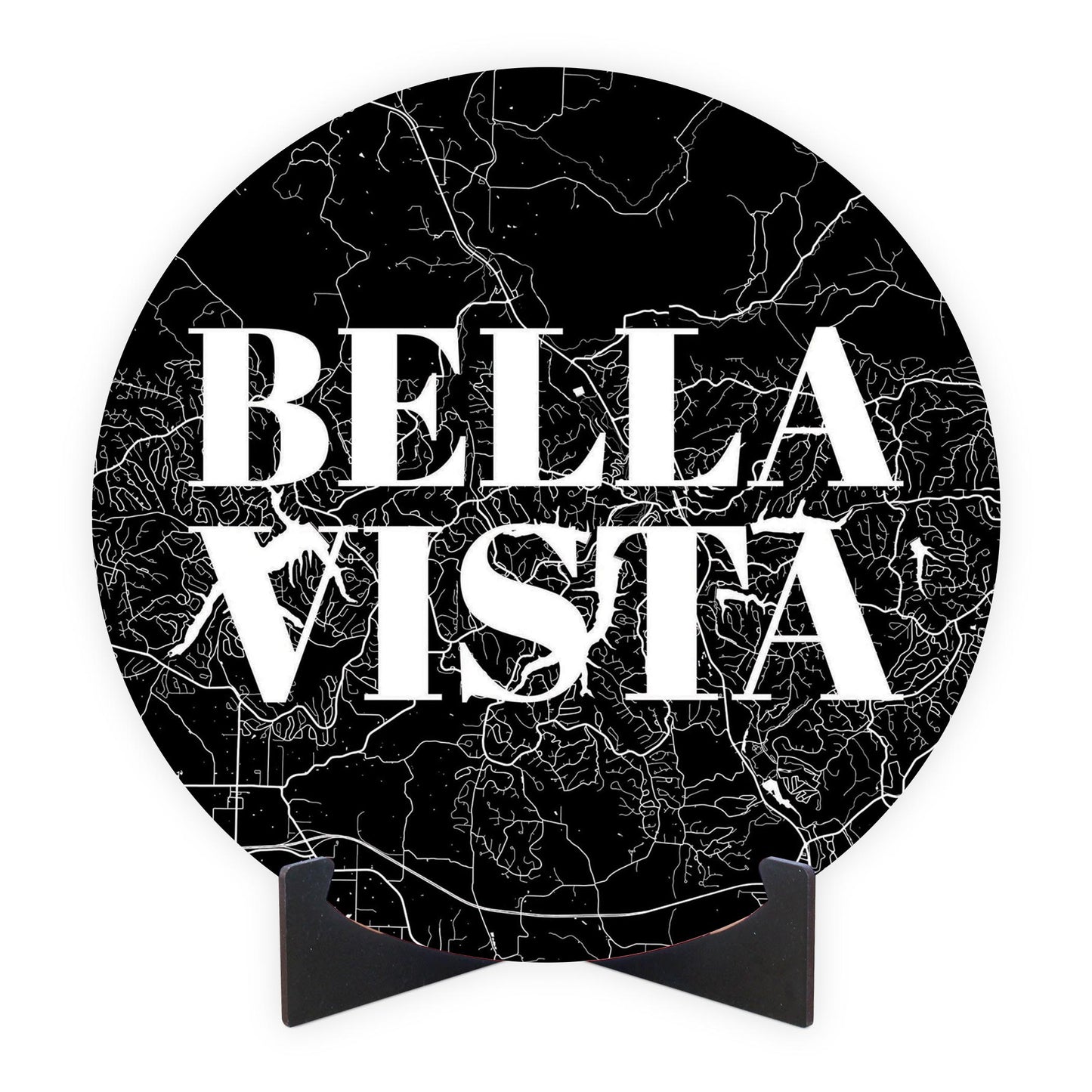 Minimalist B&W Arkansas Bella Vista Map | Wood Sign | Eaches | Min 1