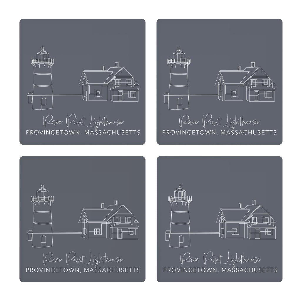 Race Point Lighthouse Muted Coastal | Absorbent Coasters | Set of 4 | Min 2