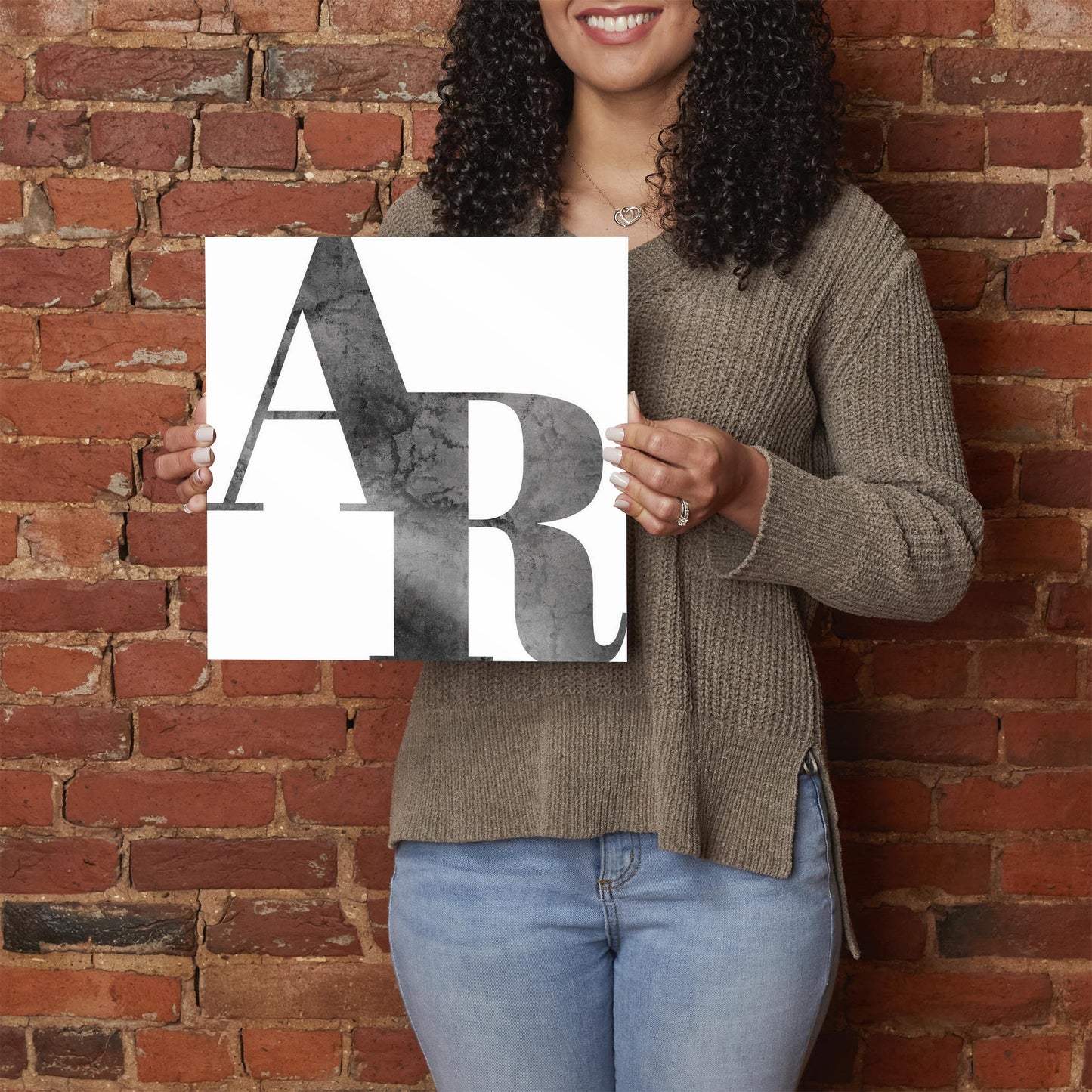 B&W Minimalist Arkansas White Initials | Hi-Def Glass Art | Eaches | Min 1