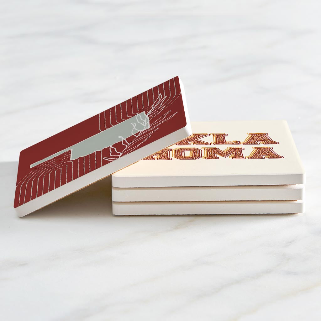 Modern Minimalist Oklahoma Set | Absorbent Coasters | Set of 4 | Min 2