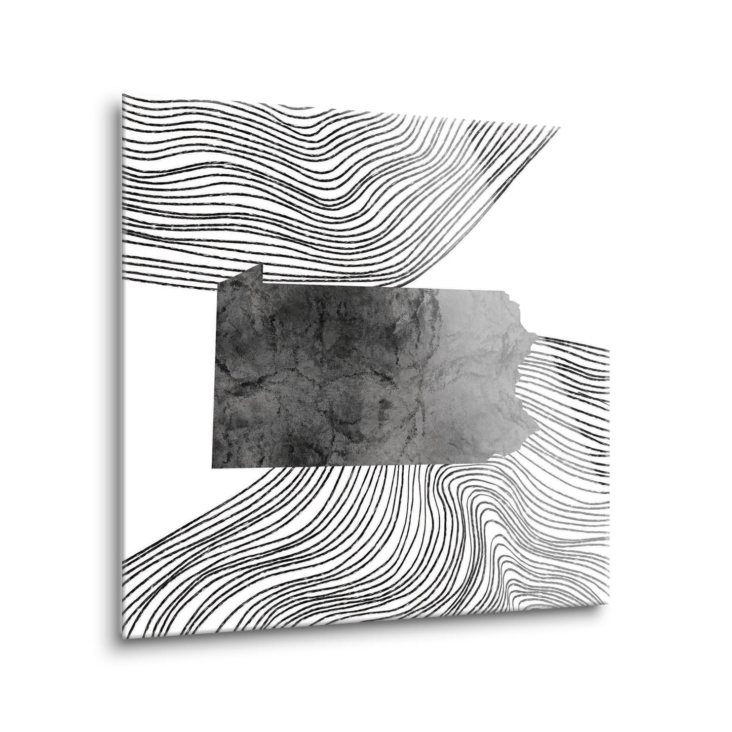 Minimalistic B&W Pennsylvania Shape Fluid Lines | Hi-Def Glass Art | Eaches | Min 2