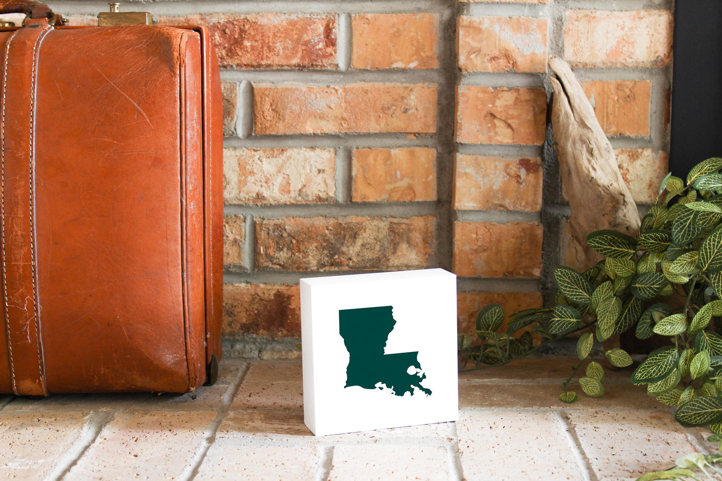 Blue White Louisiana State Shape | Wood Block | Eaches | Min 4