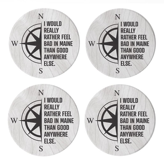 New England Compass Saying | Absorbent Coasters | Set of 4 | Min 2