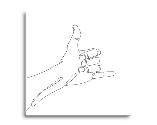 Hang 10 Hand Sign Line Drawing | Hi-Def Glass Art | Eaches | Min 2
