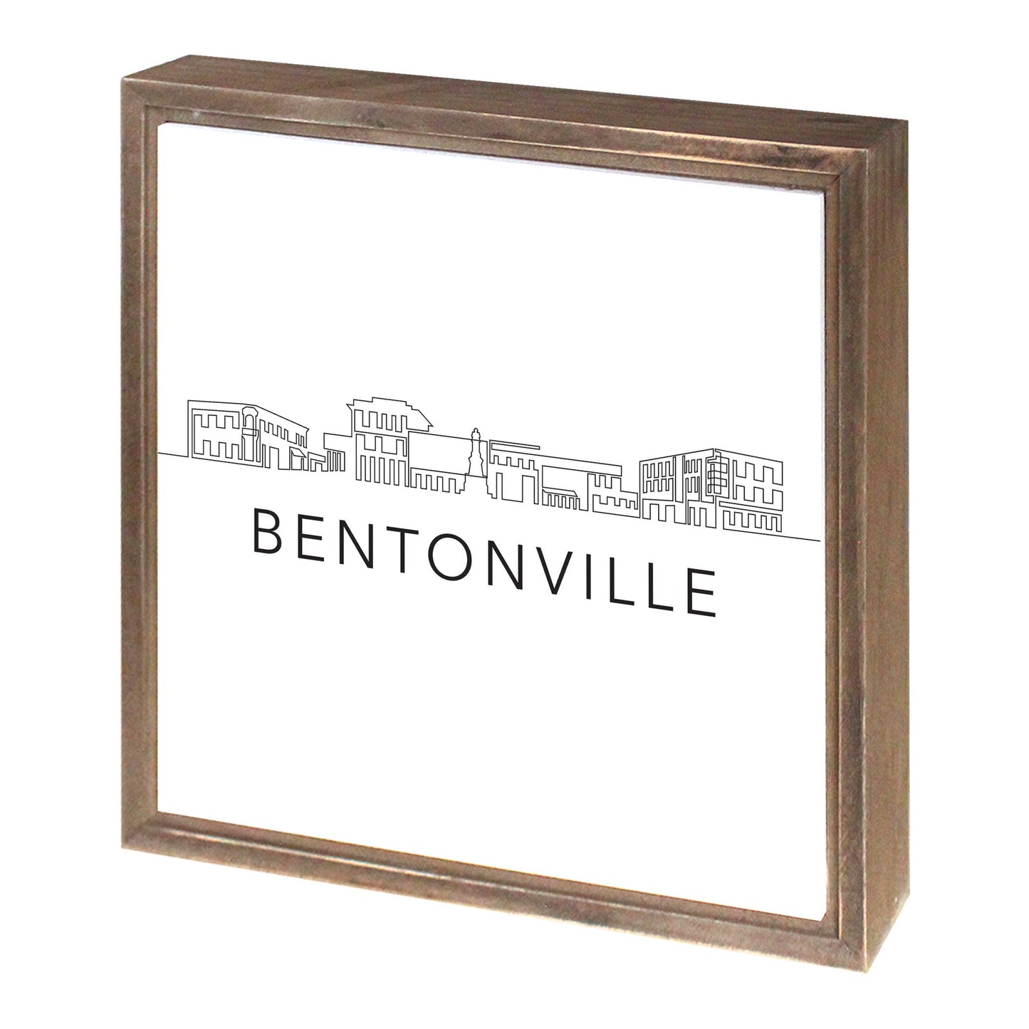Minimalist B&W Arkansas Bentonville Skyline | Wood Sign | Eaches | Min 1