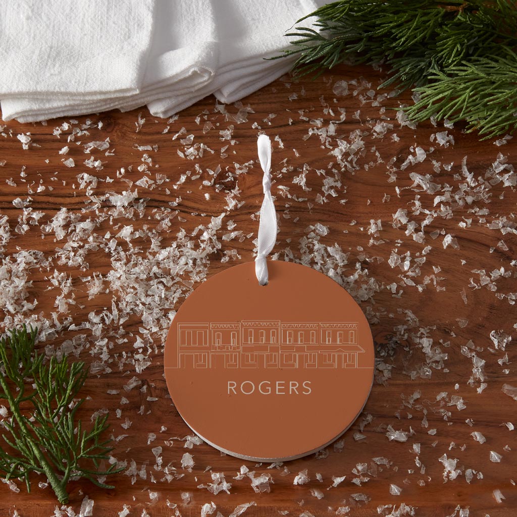Modern Minimalist Arkansas Rogers Skyline | Wood Ornament | Eaches | Min 6