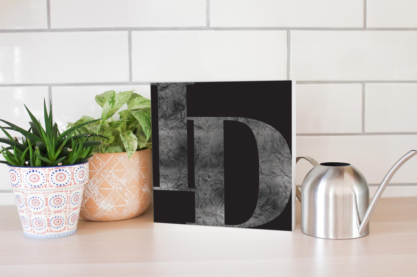 Minimalist B&W Idaho Black Initials | Wood Block | Eaches | Min 2