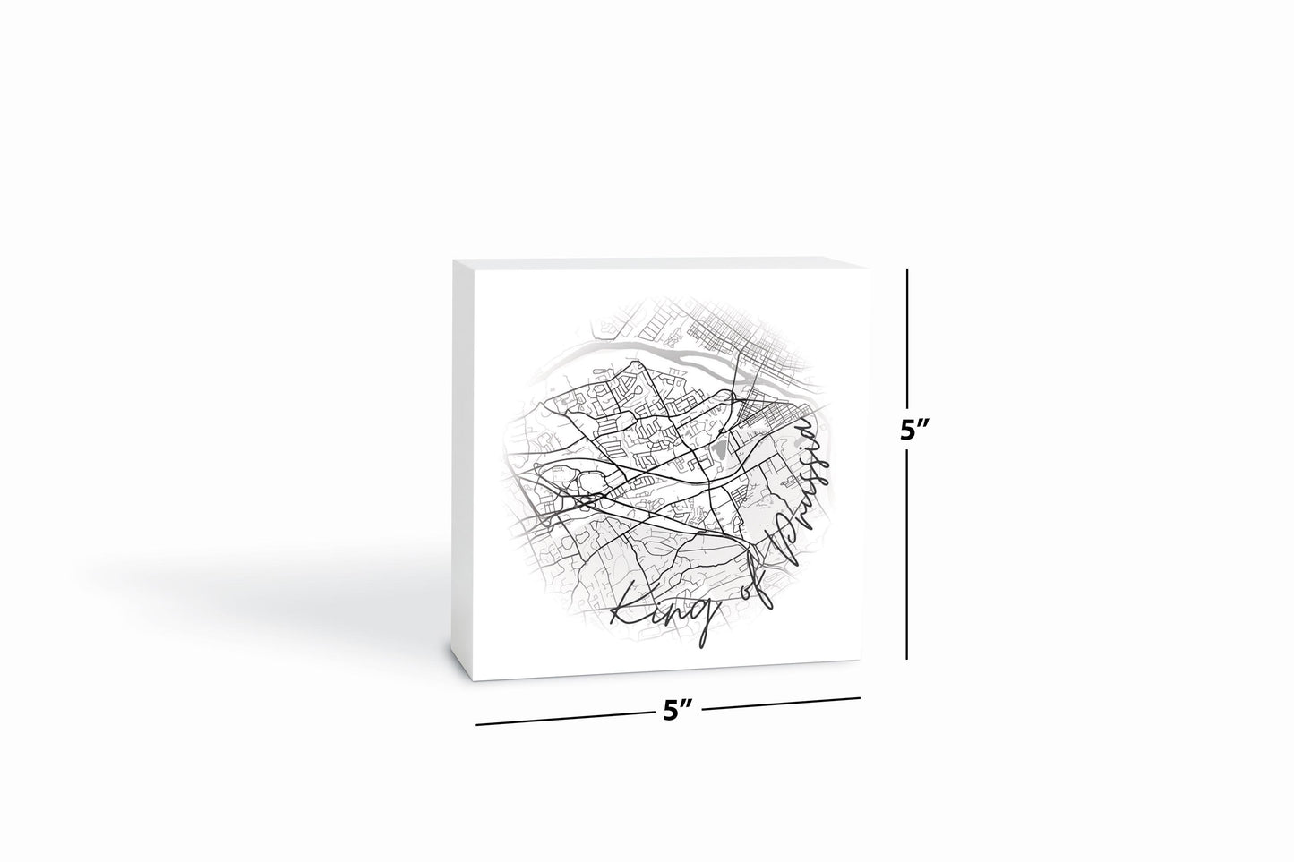 Minimalistic B&W Pennsylvania King Of Prussia Circle Map | Wood Block | Eaches | Min 4