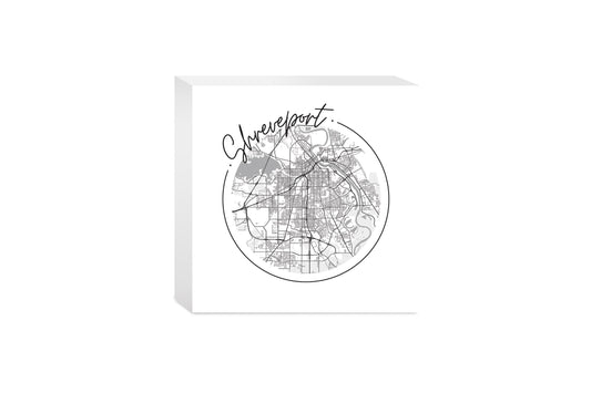 Modern Louisiana Shreveport Circle Map | Wood Block | Eaches | Min 4