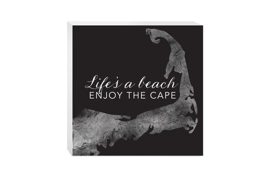 Minimalistic B&W Cape Cod Lifes A Beach | Wood Block | Eaches | Min 2
