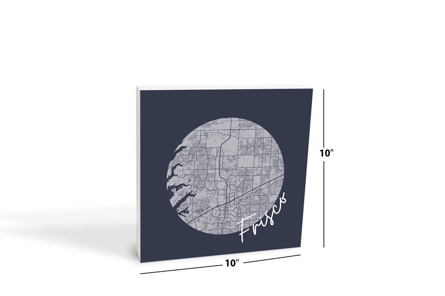 Modern Minimalist Texas Colors Frisco Circle Map | Wood Block | Eaches | Min 2
