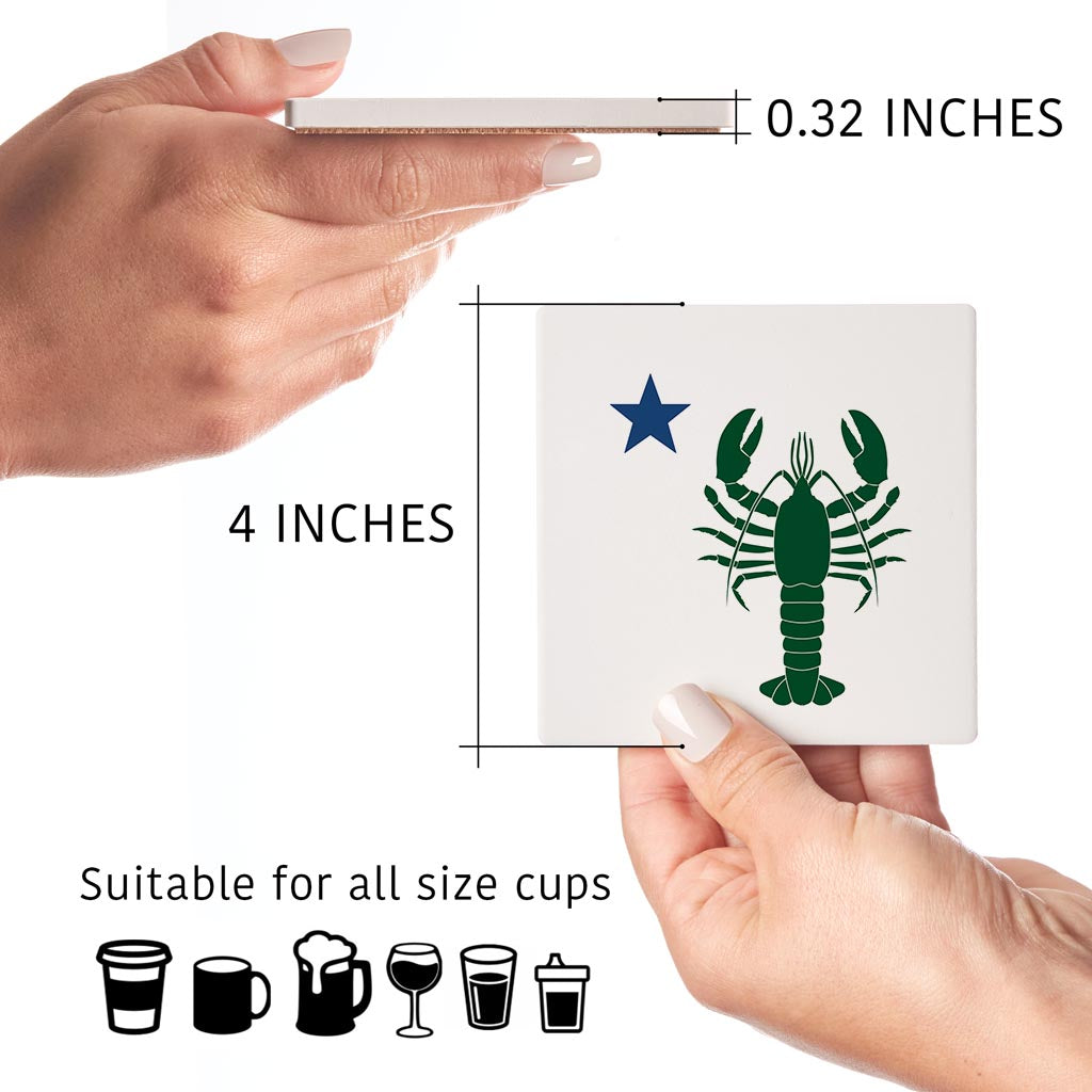 New England Star And Lobster | Absorbent Coasters | Set of 4 | Min 2