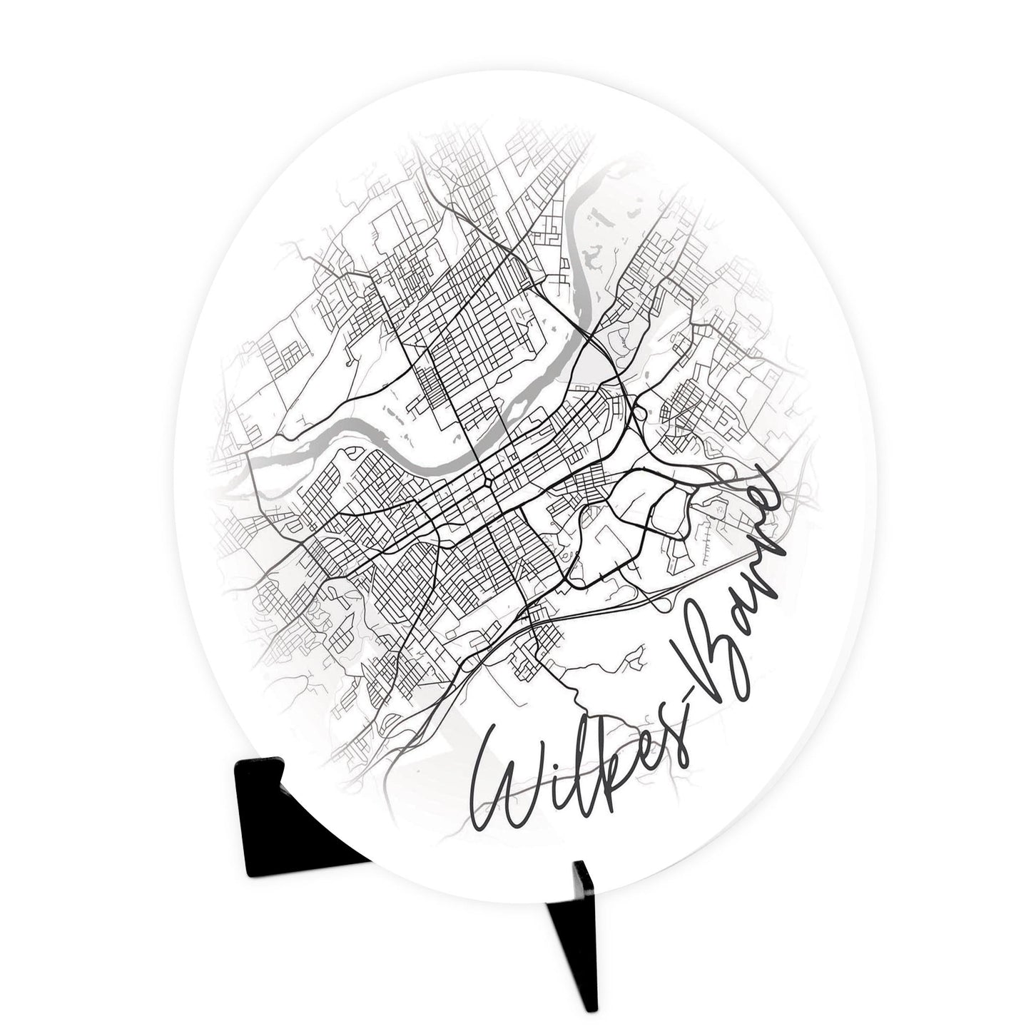 Minimalistic B&W Pennsylvania Wilkes Barre Circle Map | Wood Sign | Eaches | Min 1