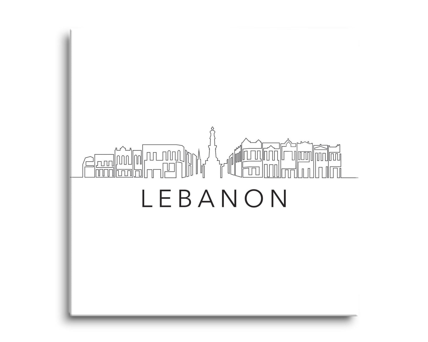 Minimalist B&W Tennessee Lebanon Skyline | Hi-Def Glass Art | Eaches | Min 2