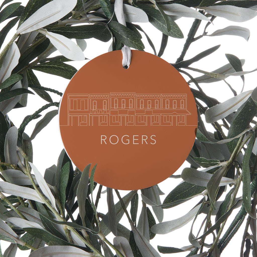Modern Minimalist Arkansas Rogers Skyline | Wood Ornament | Eaches | Min 6