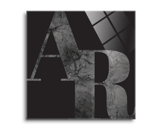 B&W Minimalist Arkansas Black Initials | Hi-Def Glass Art | Eaches | Min 2
