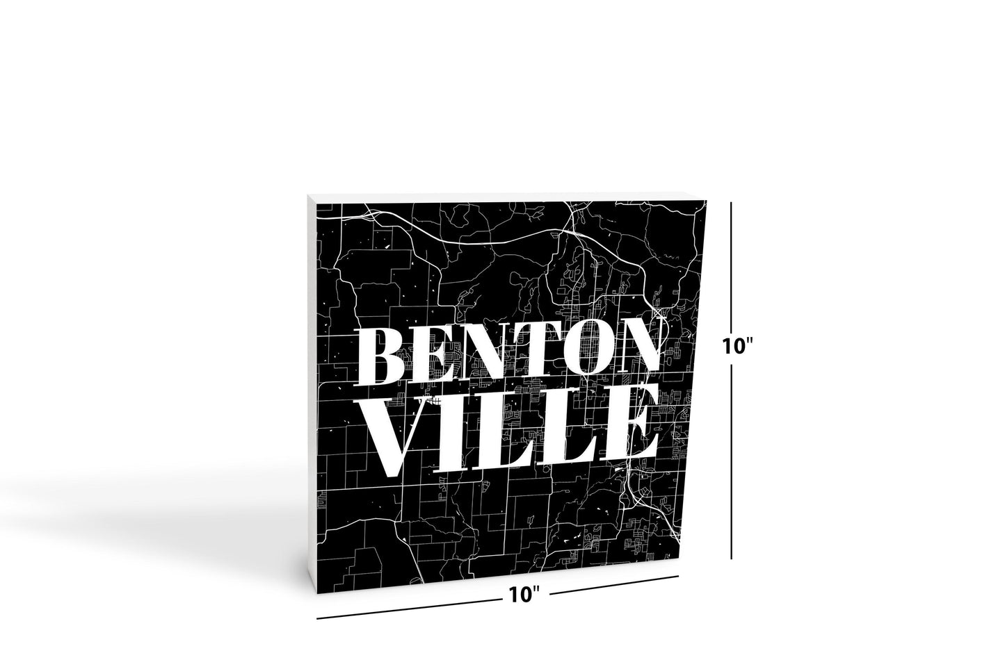 Minimalist B&W Arkansas Bentonville Map | Wood Block | Eaches | Min 2