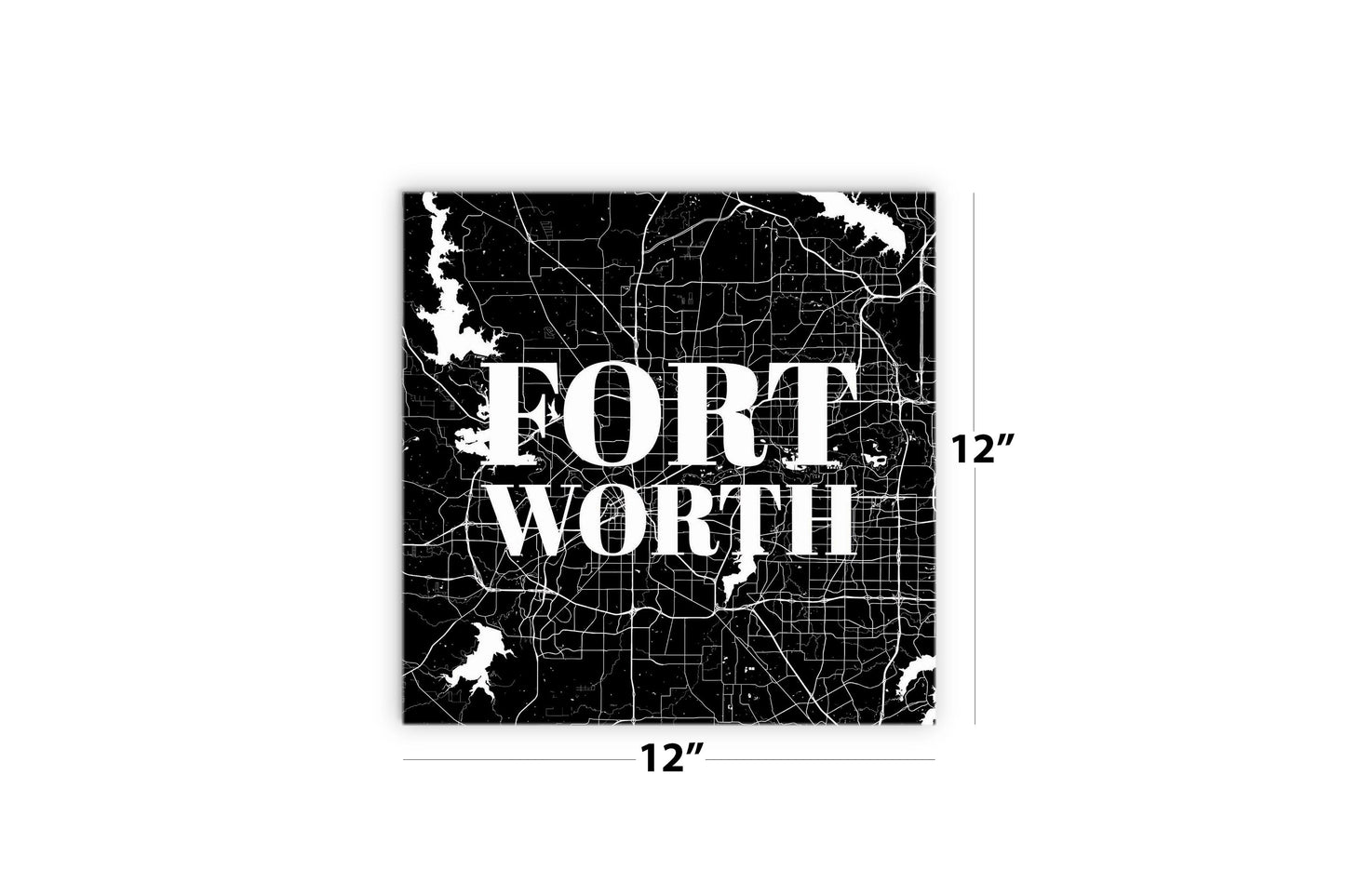 Minimalistic B&W Texas Fort Worth Map | Wood Sign | Eaches | Min 2