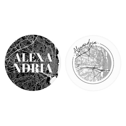 Minimalistic B&W Virginia Alexandria Maps | Absorbent Car Coasters | Set of 2 | Min 4