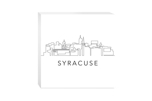 Minimalistic B&W New York Syracuse Skyline | Wood Block | Eaches | Min 2