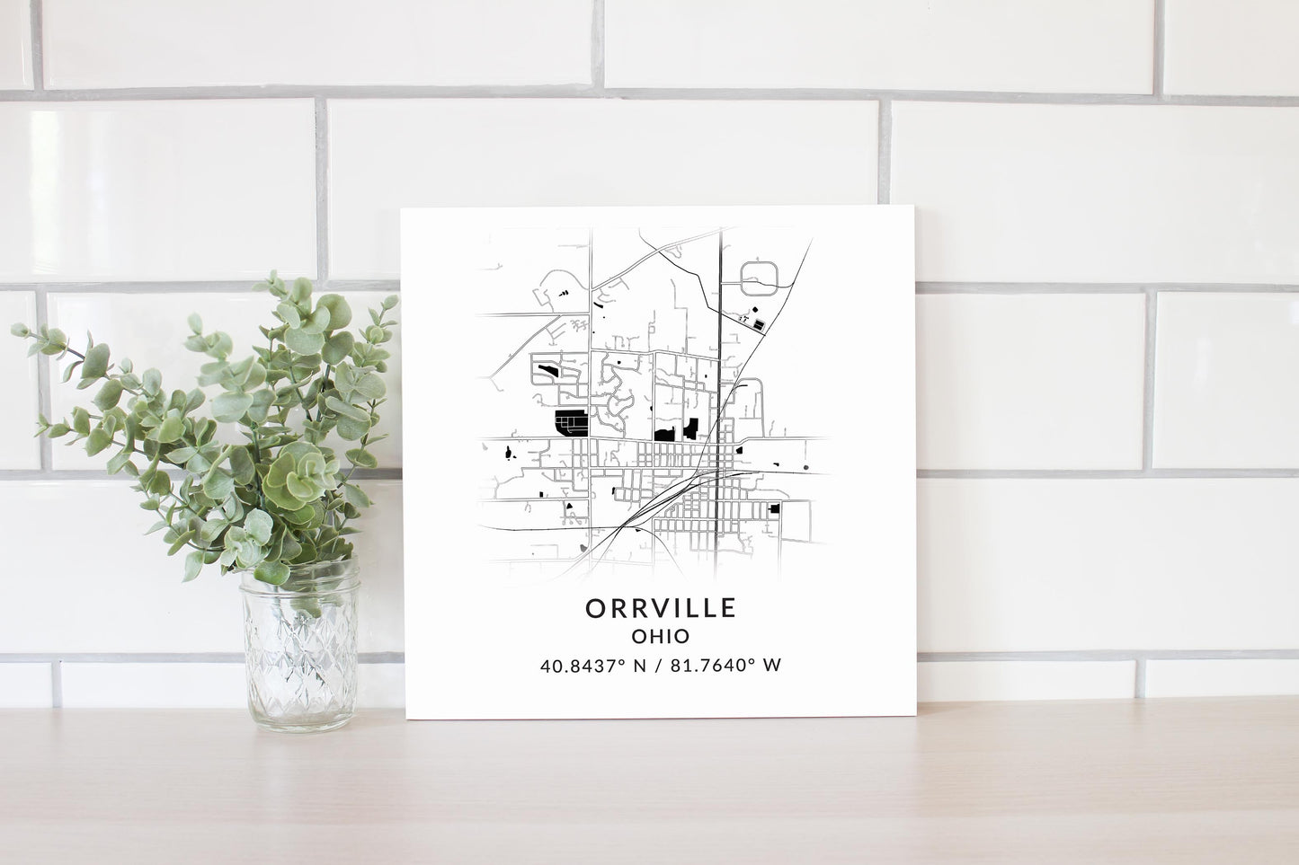 Orrville Oh Minimalistic Map With Coordinates| Wood Sign | Eaches | Min 2