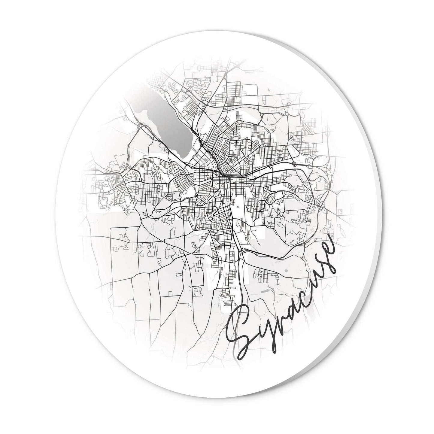Minimalistic B&W New York Syracuse Faded Circle Map | Wood Sign | Eaches | Min 1