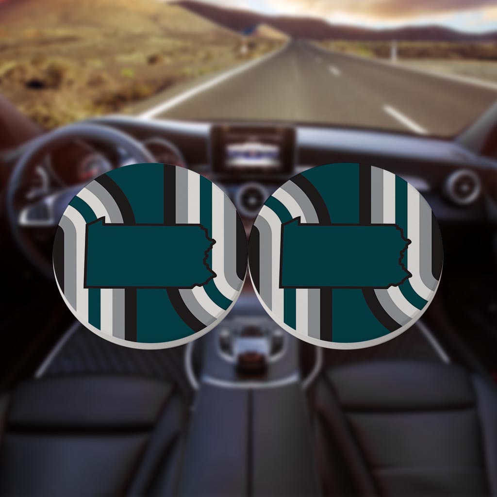 Modern Minimalist Pennsylvania Retro Shape | Absorbent Car Coasters | Set of 2 | Min 4