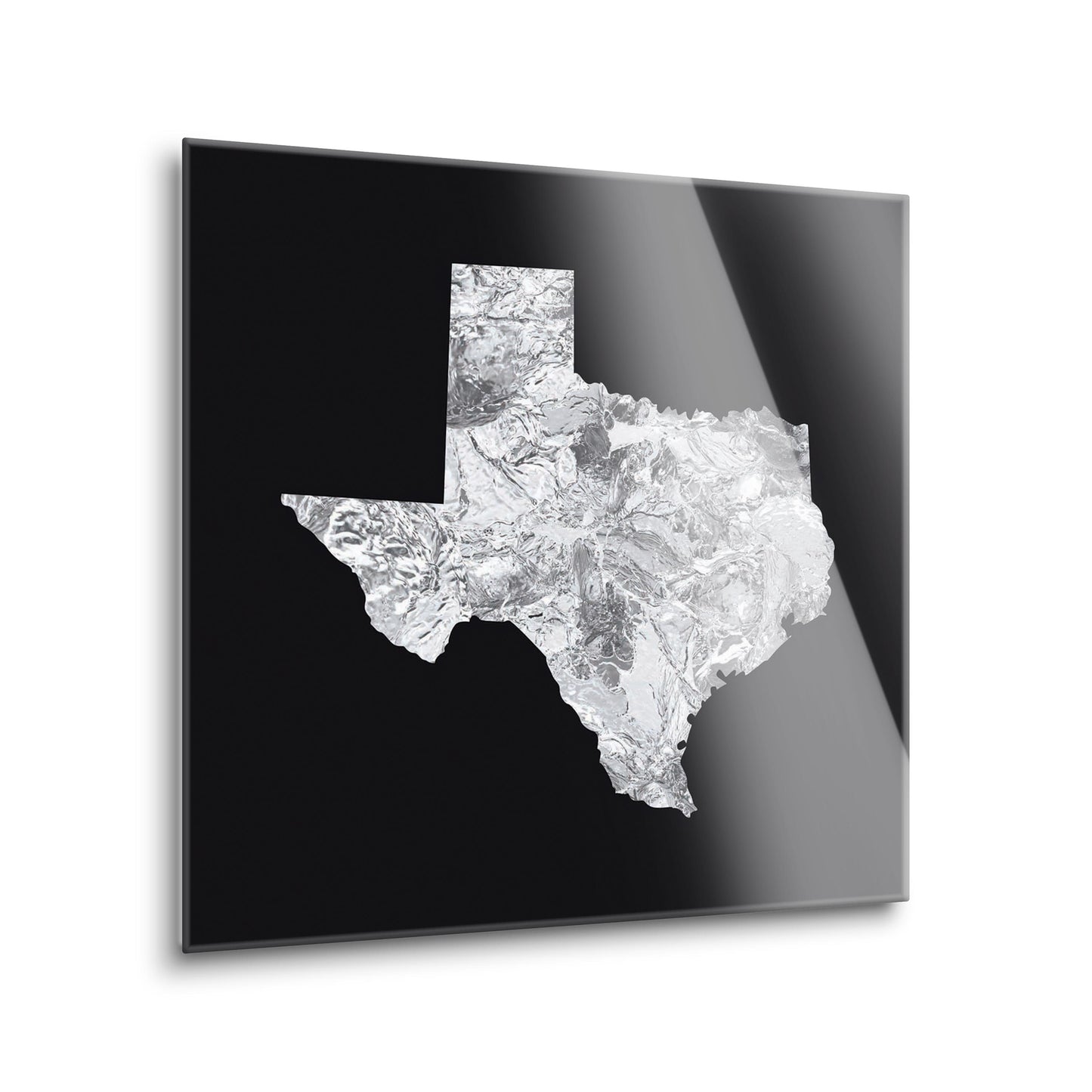 Minimalistic B&W Texas Metal State Shape | Hi-Def Glass Art | Eaches | Min 2