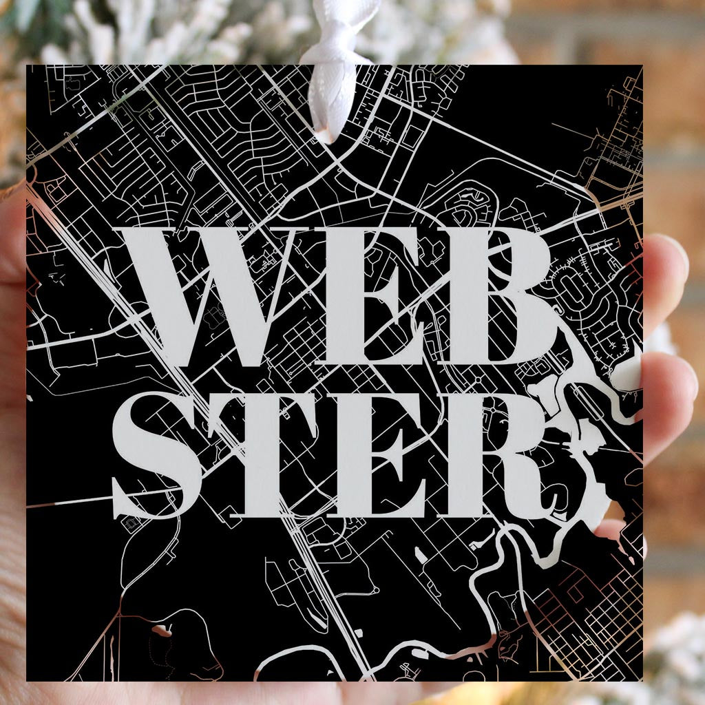 Minimalistic B&W Texas Webster Map | Wood Ornament | Eaches | Min 6