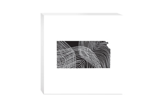 Minimalist B&W Kansas State Shape | Wood Block | Eaches | Min 2