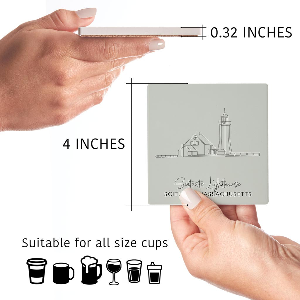 Scituate Lighthouse Muted Coastal | Absorbent Coasters | Set of 4 | Min 2