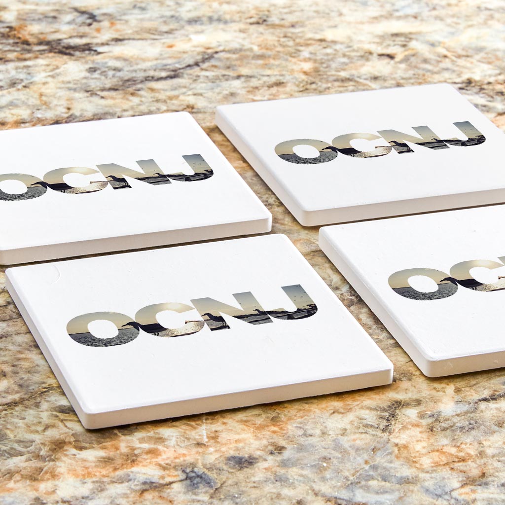 OCNJ Photo With Text | Absorbent Coasters | Set of 4 | Min 2