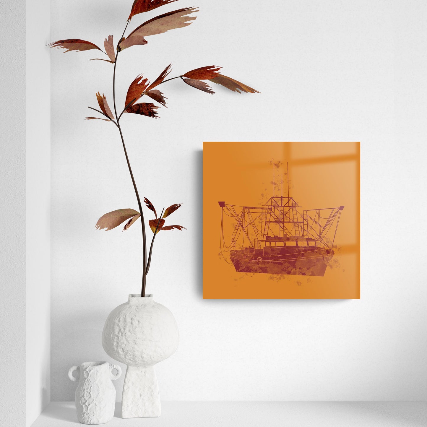 Louisiana Colorful Water Color Shrimp Boat | Hi-Def Glass Art | Eaches | Min 2
