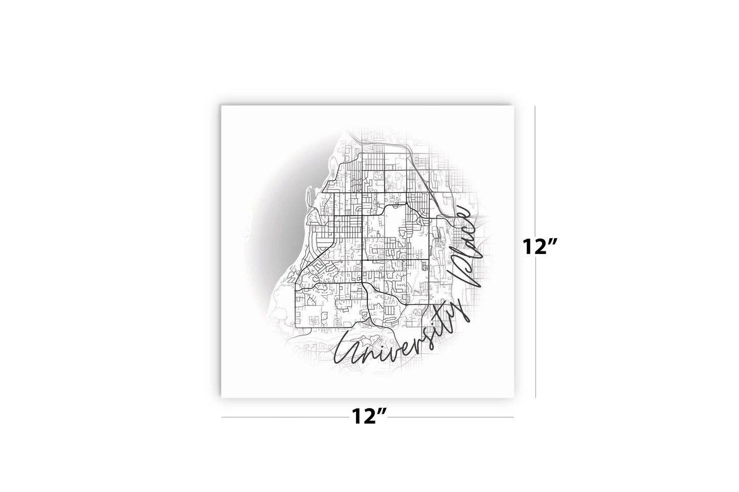 Minimalistic B&W Washington University Place Circle Map | Wood Sign | Eaches | Min 2