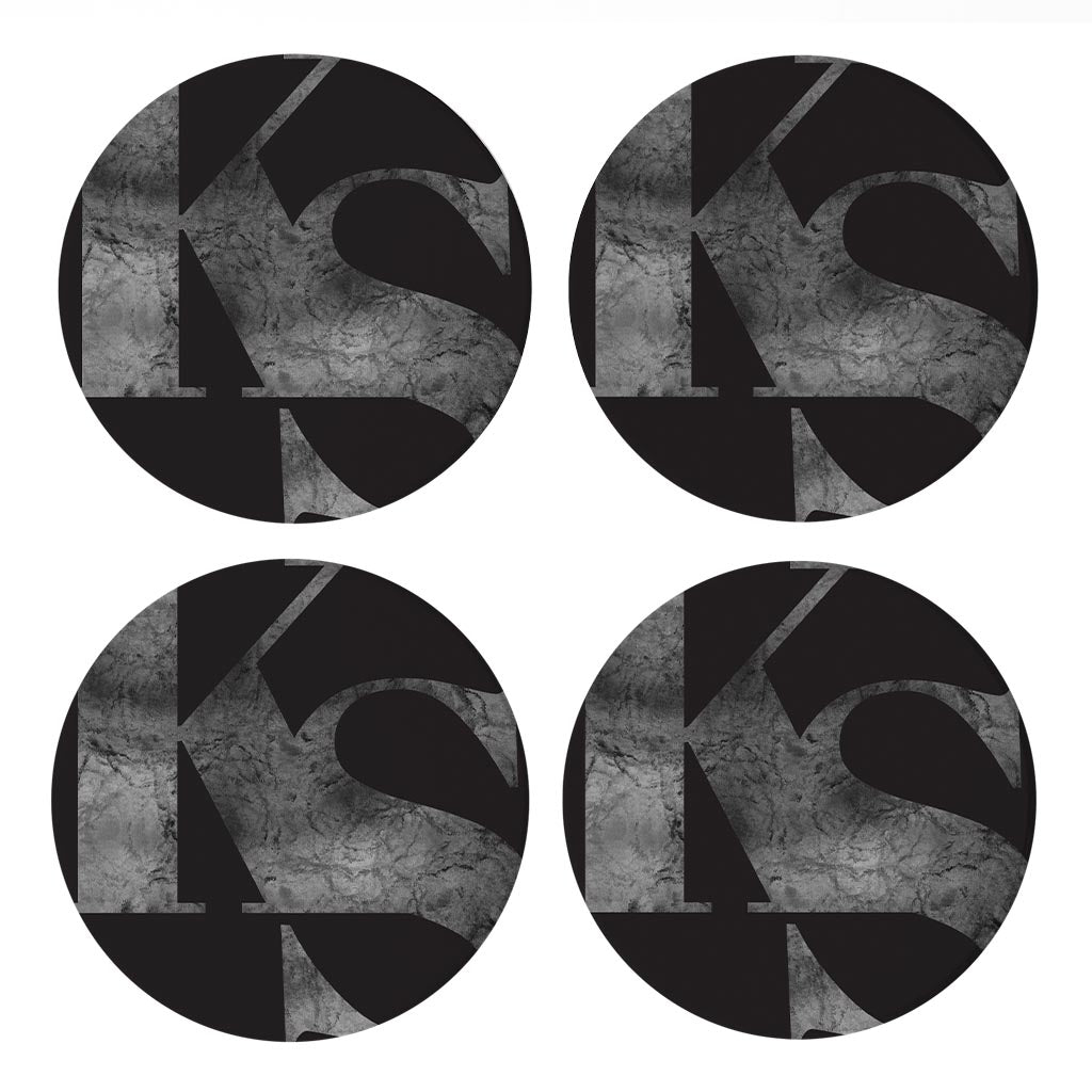 Minimalist B&W Kansas Black Initials| Absorbent Coasters | Set of 4 | Min 2