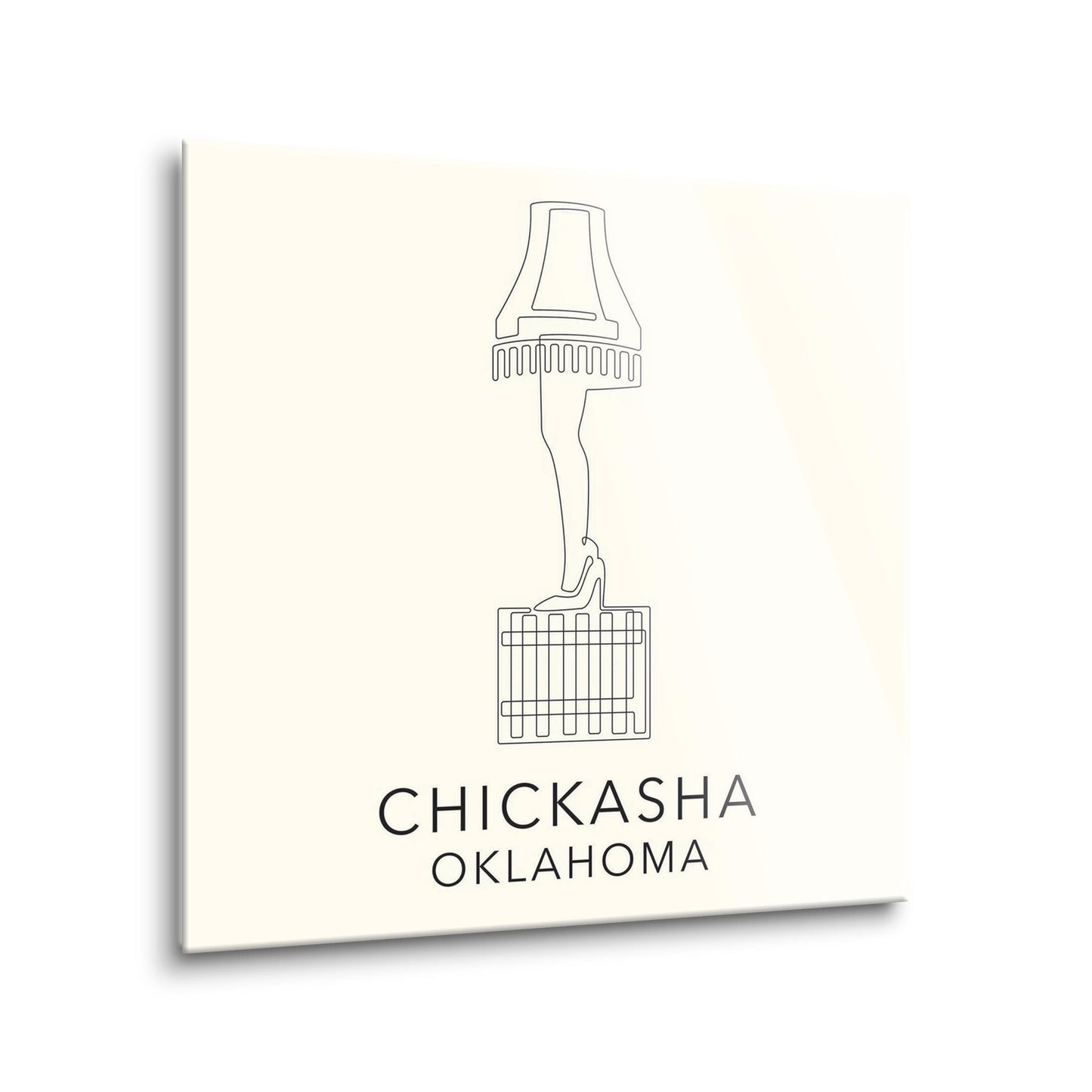 Modern Minimalist Oklahoma Chickasha Leg Lamp | Hi-Def Glass Art | Eaches | Min 2