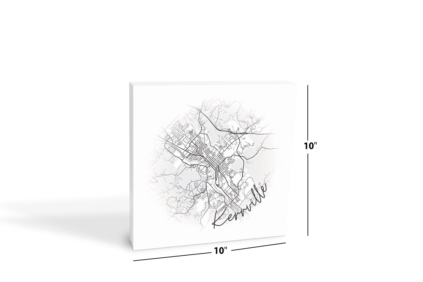 Minimalistic B&W Texas Kerrville Circle Map | Wood Block | Eaches | Min 2