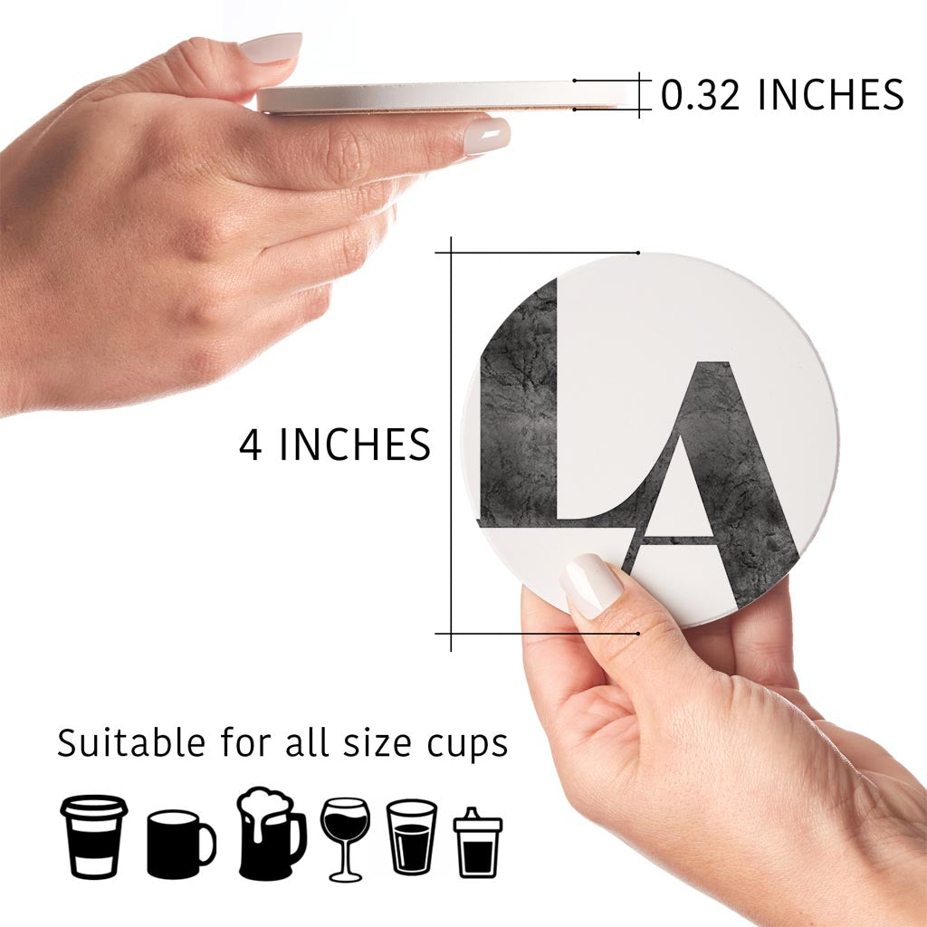 Modern White Louisiana Initials | Absorbent Coasters | Set of 4 | Min 2