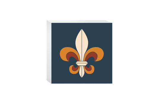 Modern Minimalist Louisiana Colorful Fleu De Lis | Wood Block | Eaches | Min 4